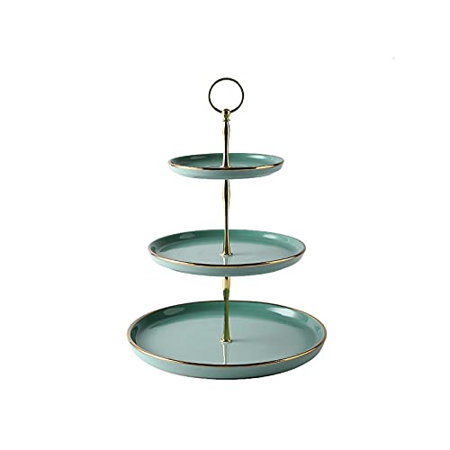 WAOCEO Tortenständer Phnom Penh Kuchenständer mit Griffe 3-Tier-Dessert-Tabelle Mehrzweck-Cupcake-Display-Stand-Stand-Multi-Farb-Teig-Servierfach Tortenplatte (Color : Green) von WAOCEO