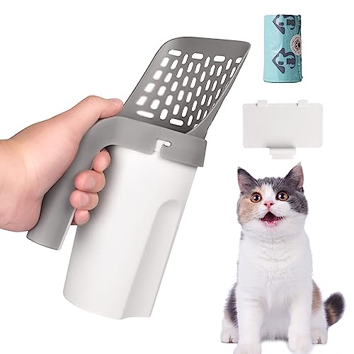 Premium Katzenklo Schaufel 2 in 1, Katzenstreuschaufelmit Behälter, Integrierter AAbnehmbarer Tiefer Schaufelhalter, Große Kapazität, Tragbar mit Nachfüllbeutel 15 Stück Premium Katzenklo Schaufel 2 in 1, Katzenstreuschaufelmit Behälter, Integrierter AAbnehmbarer Tiefer Schaufelhalter, Große Kapazität, Tragbar mit Nachfüllbeutel 15 Stück von WAONIQ