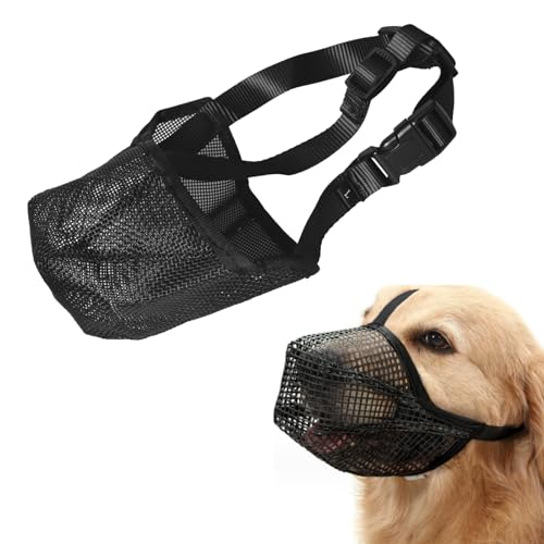 Professioneller Maulkorb für Hunde, Atmungsaktiver und Verstellbarer Netzmaulkorb für große und Mittlere Hunde zur Verhinderung von Bissverletzungen, Kauen und übermäßigem Bellen (M) von WAONIQ