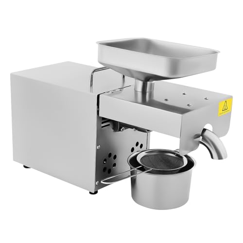 220V Edelstahl-Ölpresse Automatische Heiß-Kalt-Öl-Extraktionsmaschine, Haushaltskaltpresse mit LED-Display, Einstellbare Temperatur von 40-240°C, Maximale Ölausbeute bis zu 45% von WAPHOERTE
