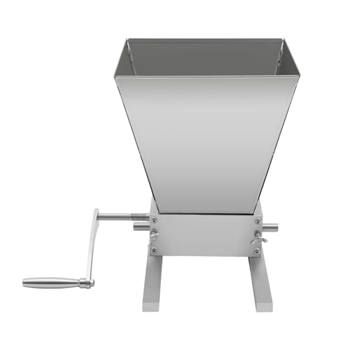4L Manuelle Getreidemühle Gersten und Mais-Schrotmühle Verstellbare Malzmühle, Edelstahlerner Getreidebrecher, Haferpressmaschine für Mahlen von Gerste, Weizen und Verschiedenen Getreidearten von WAPHOERTE