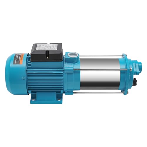 Gartenpumpe 1300W Kreiselpumpe, 9,8 bar Edelstahl-Hauswasserwerk mit Druckschalter, Schutzklasse IP44 für Häusliche Wasserversorgung und Landwirtschaftliche Bewässerung von WAPHOERTE
