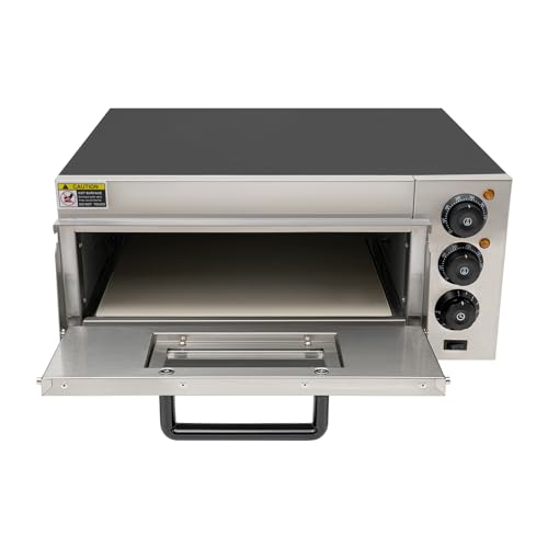 Gastro Pizzaofen für den Innenbereich für die Arbeitsplatte elektrischer 2000W-Einzelstock-Elektro-Pizzaofen mit Backstein und Wärmehandschuhen, Pizzaofen zu Hause für Backen Pizza und Brot von WAPHOERTE