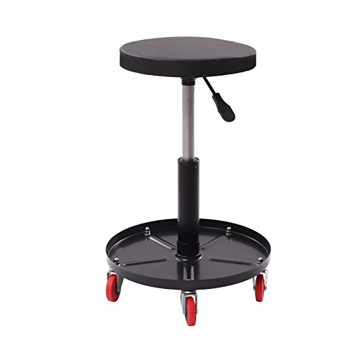 Höhenverstellbarer Werkstattrollhocker mit Laufrollen, 360° Drehbarer Mobilier Werkstuhlsitz mit Maximaler Tragfähigkeit von 136 kg und Integrierter Werkzeugablage für Schrauben und Utensilien Höhenverstellbarer Werkstattrollhocker mit Laufrollen, 360° Drehbarer Mobilier Werkstuhlsitz mit Maximaler Tragfähigkeit von 136 kg und Integrierter Werkzeugablage für Schrauben und Utensilien von WAPHOERTE
