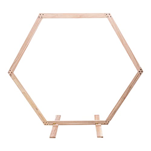 Holzernes Hexagonales Hochzeitsbogen, Hexagonaler Hochzeits-Hintergrund, Retro Traubogen für Geburtstagsfeiern, Babypartys, Abschlussfeiern, Maximales Gewicht 5 kg von WAPHOERTE