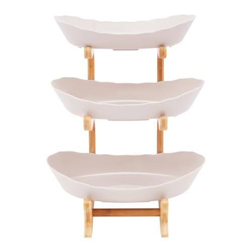 WAPHOERTE 3-Stöckige Obstschale mit Bambus-Holzfuß, Obstteller, 3-Stöckiger Weißer Kunststoff-Obstkorb/Etagere für die Aufstellung von Obst, Snacks usw im Wohnzimmer WAPHOERTE 3-Stöckige Obstschale mit Bambus-Holzfuß, Obstteller, 3-Stöckiger Weißer Kunststoff-Obstkorb/Etagere für die Aufstellung von Obst, Snacks usw im Wohnzimmer von WAPHOERTE