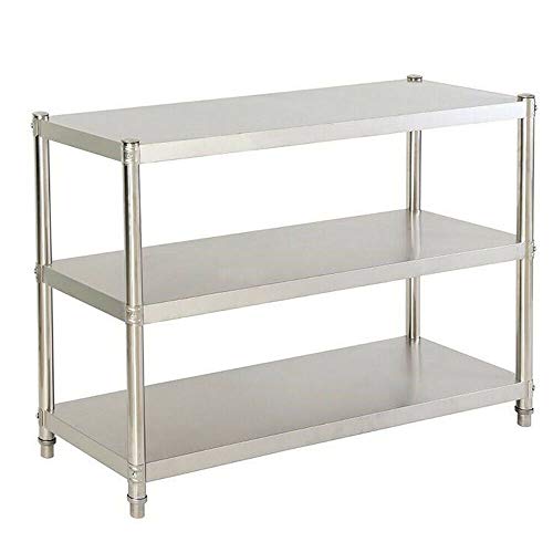 WAPHOERTE Edelstahl Küchentisch 80 × 80 × 40 cm Arbeitsplatz, Zerlegetisch mit 3 Böden Aufbewahrungsregal für Restaurants und Küchen, maximale Belastung 30 kg von WAPHOERTE