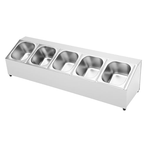 WAPHOERTE Zutatenbehälter,5 Stück 2L Edelstahl Behälter mit Deckel, 86x22cm Edelstahl Gewürzbox mit Anti-Rutsch-Gummifüße, Gewürzboxenalle Arten von Lebensmitteln und Gewürzen zu platzieren von WAPHOERTE