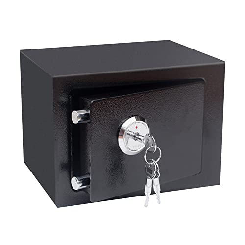 Wandtresor, Kleiner Tresor mit Schlüssel, Stahlgefertigter Safe Tresor für Lagern wichtiger Dinge zu Hause und im Büro, 17 * 23 * 17 cm, schwarz von WAPHOERTE