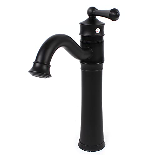 Wasserhahn Bad Schwarz Wasserhahn Bad Antik, Retro-Hoch-Aufsatzwaschbecken Waschplatzarmatur Wasserhahn für Warm und Kaltwasser mit Schlauch von WAPHOERTE
