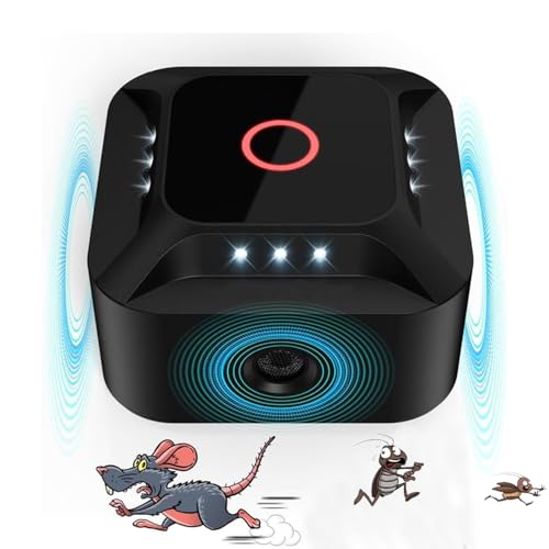 WARDBES Ultraschall Mäuseabwehr 360°, 3 Arbeitsmodi Nagetiermäuse Vertreiben Einstecken mit LED-Licht, 300 m² Reichweite Mäusevertreiber Rattenabwehr Innenbereich für Ratten Spinnenmotte Ameise von WARDBES