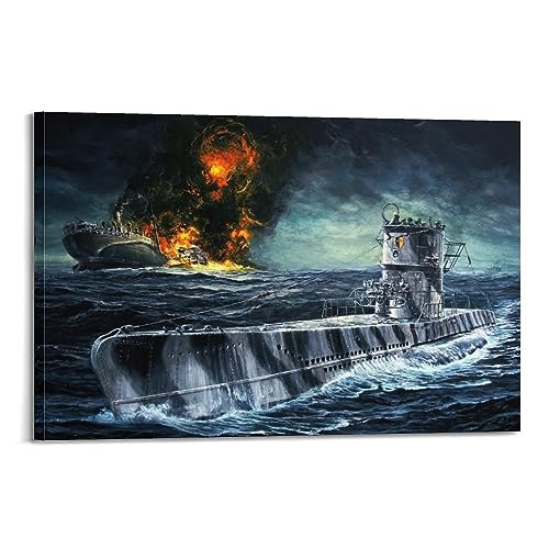 Vintage WWII Kriegsschiff Deutsches U-Boot U-82 dekoratives Gemälde Leinwand Kunst Bild 30 x 45 cm Vintage WWII Kriegsschiff Deutsches U-Boot U-82 dekoratives Gemälde Leinwand Kunst Bild 30 x 45 cm von WARL