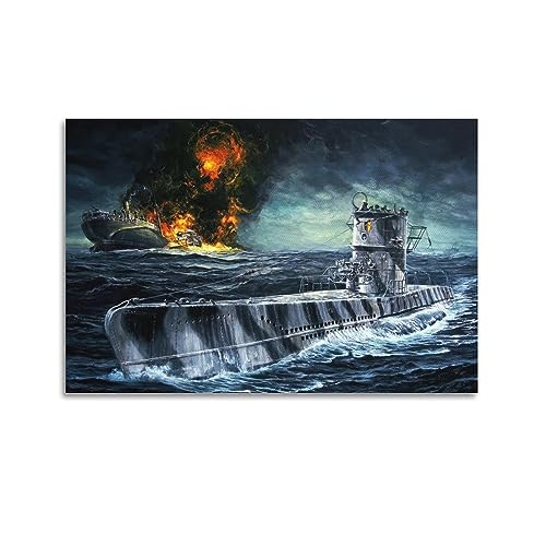 Vintage WWII Kriegsschiff Deutsches U-Boot U-82 dekoratives Gemälde Leinwand Kunst Bild 40 x 60 cm Vintage WWII Kriegsschiff Deutsches U-Boot U-82 dekoratives Gemälde Leinwand Kunst Bild 40 x 60 cm von WARL