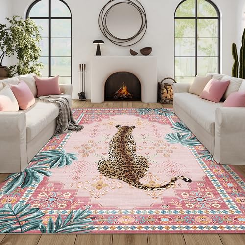 Tiger Teppich mit Tierdruck: Großer Teppich mit Leopardenmuster, waschbar, Boho, Vintage, tropischer Dschungel, 20,3 x 25,4 cm, ultraweich, moderner ästhetischer Akzent, rutschfeste Teppiche für Tiger Teppich mit Tierdruck: Großer Teppich mit Leopardenmuster, waschbar, Boho, Vintage, tropischer Dschungel, 20,3 x 25,4 cm, ultraweich, moderner ästhetischer Akzent, rutschfeste Teppiche für von WARM HAVEN