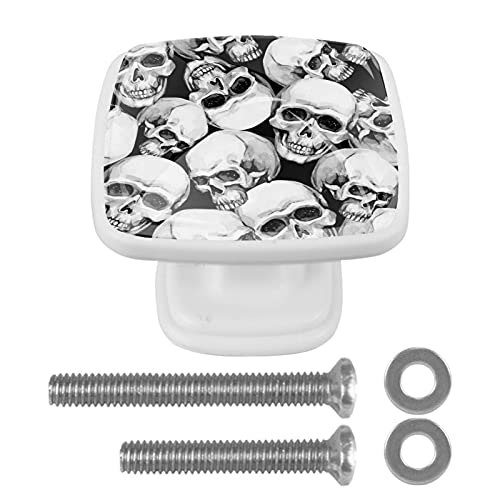 WARMFM Gothic Punk Schwarz Weißer Totenkopf Kopf 4er-Pack Kommode Schrankgriffe Kristallgriffe WARMFM Gothic Punk Schwarz Weißer Totenkopf Kopf 4er-Pack Kommode Schrankgriffe Kristallgriffe von WARMFM