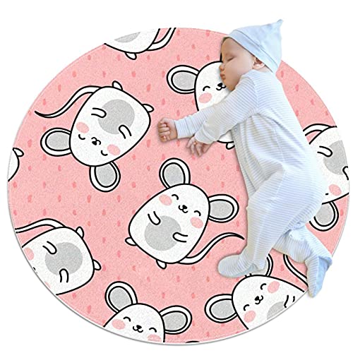 WARMFM Süße Maus Kinder Spielplatz Teppich Runder Teppich für Kinder Mädchen Jungen Haustiere 80x80cm von WARMFM
