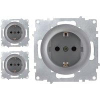 3x Schuko-Steckdosen Set - grau von WARMON