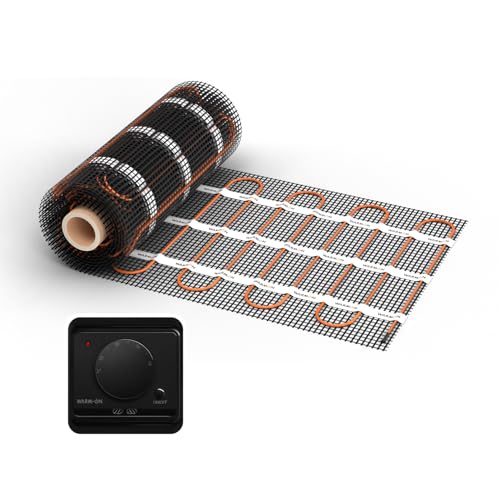 Elektrische Fußbodenheizung: Zweiader-Heizmatte WARMON CLASSIC 150 W/m² mit Thermostat AC3082H analog, schwarz, Mattengröße:4 m² von WARMON