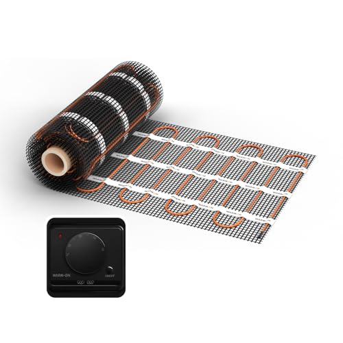 Elektrische Fußbodenheizung: Zweiader-Heizmatte WARMON ULTRA 200 W/m² mit Thermostat AC3082H analog, Mattengröße:1 m² von WARMON