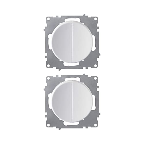 OneKeyElectro Set: 2х Design-Serienschalter Set, 2fach, rund, 1 Weg, Unterputz, Schutzart IP20, 230V/16A - weiß von WARMON