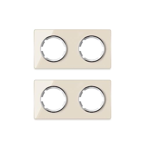 OneKeyElectro Set: 2х Garda Glas- Abdeckrahmen Set, Abdeckrahmen (2fach, waagerecht) für Lichtschalter oder Steckdose, Unterputz, matt- antifingerprint - beige von WARMON