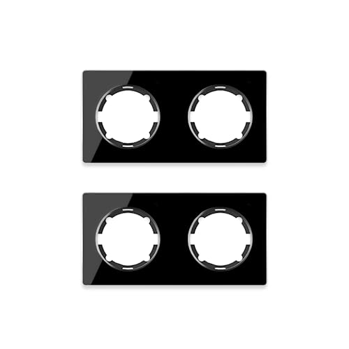 OneKeyElectro Set: 2х Garda Glas- Abdeckrahmen Set, Abdeckrahmen (2fach, waagerecht) für Lichtschalter oder Steckdose, Unterputz, matt- antifingerprint - schwarz von WARMON