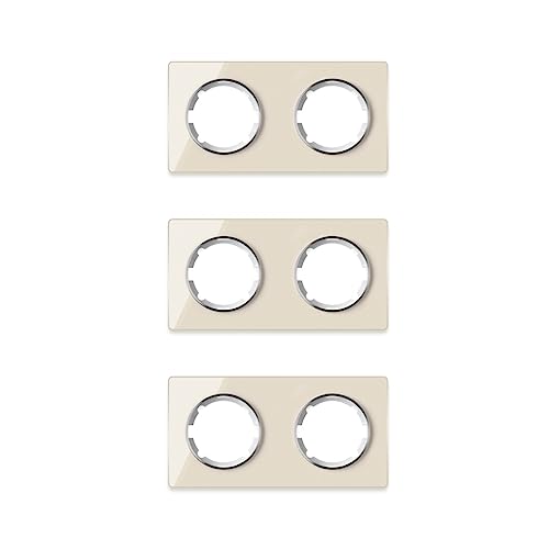 OneKeyElectro Set: 3х Garda Glas- Abdeckrahmen Set, Abdeckrahmen (2fach, waagerecht) für Lichtschalter oder Steckdose, Unterputz, matt- antifingerprint - beige von WARMON