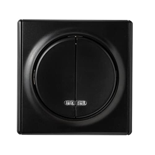 OneKeyElectro Set: Doppel-Kontrollschalter 2fach mit Florence Abdeckrahme, Kontrollschalter mit LED-Glimmlampe, Unterputz, matt-Antifingerprint, Schutzart IP20 - schwarz von WARMON