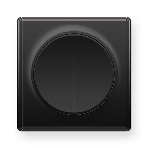 OneKeyElectro Set: Serienschalter 2fach mit Florence Abdeckrahme, Unterputz, matt-Antifingerprint, Schutzart IP20, 230V/16A, rund - schwarz von WARMON