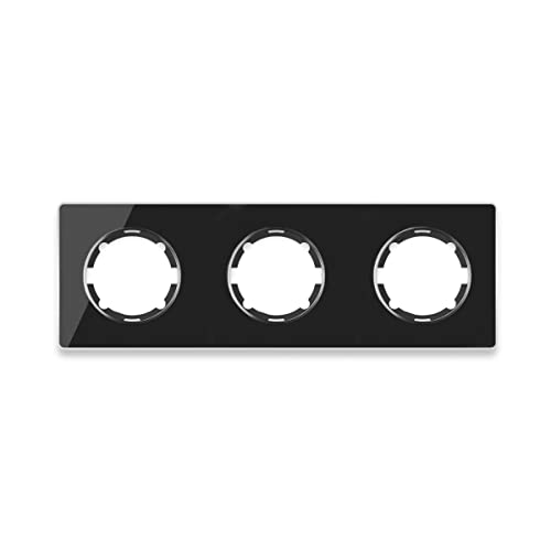 OneKeyElectro: Garda Line, Glas-Abdeckrahmen für Lichtschalter, Steckdose 3fach, waagerecht, Unterputz, matt- antifingerprint, Schutzart IP20, schwarz von WARMON