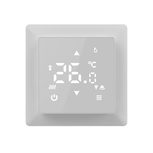 WARMON Design Touchscreen Temperaturregler, Smart Thermostat TS100 WiFi für elektrische Fußbodenheizung Amazon Alexa & Google Home, Color_New:Weiß von WARMON