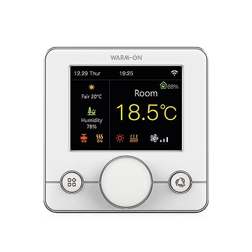 WARMON Temperaturregler, Smart Thermostat R7C-716 WIFI mit Farb-LCD-Bildschirm für elektrische Fußbodenheizung Amazon Alexa & Google Home in Weiß von WARMON