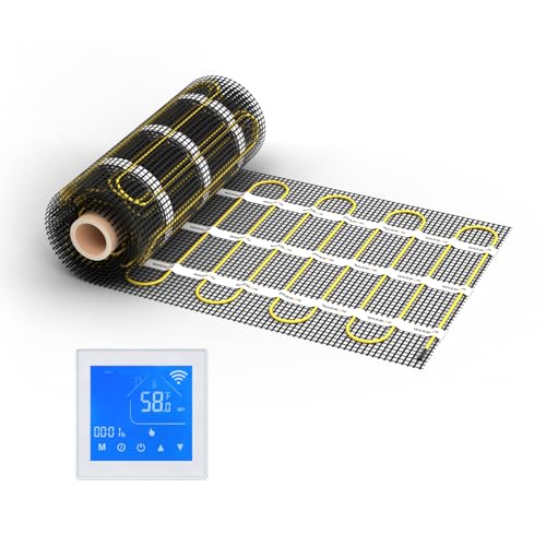 WARMON elektrische Fußbodenheizung für Fliesen: Zweiader-Heizmatte WARMON CLASSIC 150 W/m², heating mat, mit Thermostat nach Wahl, FARBE:Th. MCS 450 WiFi - Weiß, Mattengröße:10 m² von WARMON