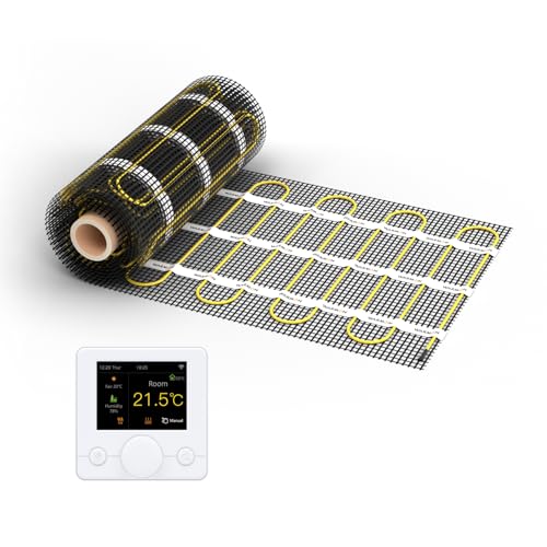 WARMON elektrische Fußbodenheizung für Fliesen: Zweiader-Heizmatte WARMON CLASSIC 150 W/m², heating mat, mit Thermostat nach Wahl, FARBE:Th. R7C-716 WiFi - Weiß, Mattengröße:2 m² von WARMON