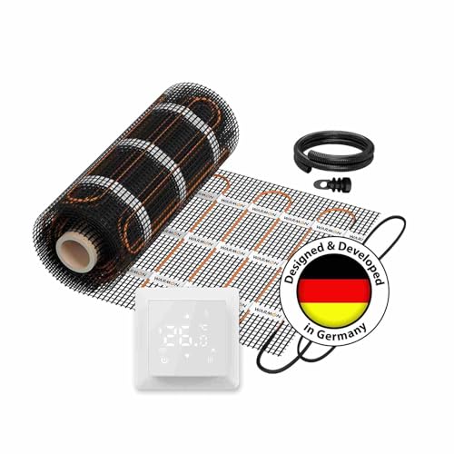 WARMON elektrische Wandheizung vertikal: Heizmatte WARMON CLASSIC LIGHT 100 W/m² mit Thermostat TS 100 Touch, Thermostat:TS100 Non WiFi Weiß, Mattengröße:14 m² von WARMON