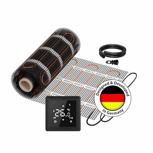 WARMON elektrische Wandheizung vertikal: Heizmatte WARMON CLASSIC LIGHT 100 W/m² mit Thermostat TS 100 Touch, Thermostat:TS100 WiFi Schwarz, Mattengröße:1 m² von WARMON