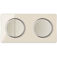 Warmon - Serienschalter 2fach, Lichtschalter mit Glas-Abdeckrahmen 2fach, waagerecht - beige von WARMON