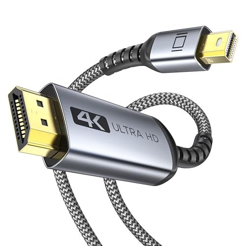 WARRKY 4K Mini DisplayPort auf HDMI Kabel, [2K 60Hz, 1080P@120Hz, Alugehäuse] Geflochtenes Nylon Thunderbolt 2 HDMI Kabel für Mini DP, Thunderbolt 1/2, MacBook Air, MacBook Pro, iMac, Surface Pro, 2M von WARRKY