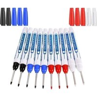 10 Stück Zimmermannsmarker, Permanentmarker mit 30 mm langer Spitze, Präzisionsmarker für Holz, Metall, Heimwerkerwerkzeuge (Schwarz, Blau, Rot, Weiß) von WARSIONE