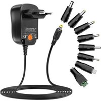 12-W-Universal-Netzteil (AC/DC) 3 V, 4,5 V, 5 V, 6 V, 7,5 V, 9 V, 12 V, 1 A, Schaltnetzteil-Transformator mit 8 DC-Anschlüssen für Haushaltsgeräte, von WARSIONE