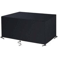 Gartenmöbelabdeckung 215 x 105 x 75 cm, Schwarz, 420D Oxford-Gewebe, Rechteckige Gartentischabdeckung, Schutzplane für Gartenmöbel, Wasserdicht, von WARSIONE