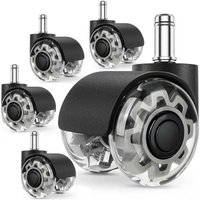 Set mit 5 Bürostuhlrollen, 11 x 22 mm, 360° drehbar, kratzfest, für Hartböden, Parkett, Teppich, Laminat, keine Bodenschoner erforderlich von WARSIONE