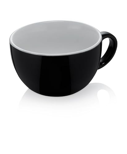 6x Caffé Latte Tasse Italia 350 ml schwarz, Porzellan von WAS Germany