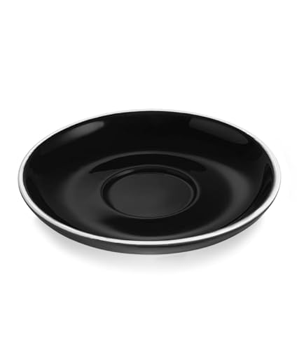 6x Doppiountertasse Italia Ø 15,5 cm schwarz, Porzellan, Doppelter Espresso Untertasse von WAS Germany