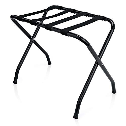 WAS 1632 000 Stahl Gepäckablage mit Schwarzem Nylonband, Zusammenklappbar, Pulverbeschichteter, Schwarz, 67cm x 42cm x 50cm von WAS Germany