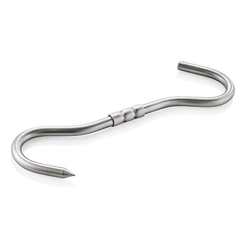 WAS 1650 270 Chromnickelstahl Fleisch-Drehhaken mit je Einem Stumpfen und Spitzen Ende, 12mm Materialstärke, 27cm Länge von WAS Germany