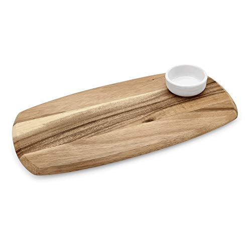 WAS 1852 351 Akazienholz Dipschalen Set mit einer Porzellanschale, 35 cm x 18 cm x 1,5 cm von WAS Germany