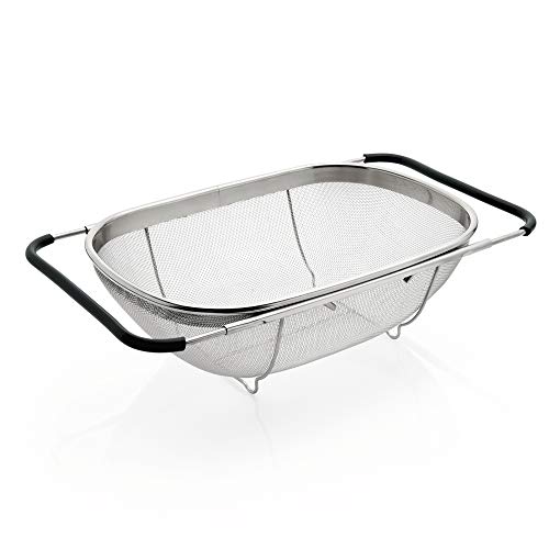 WAS 2067 410 Edelstahl Abtropfsieb, 35cm x 24cm x 11cm, Ausgezogen 54cm x 24cm von WAS Germany