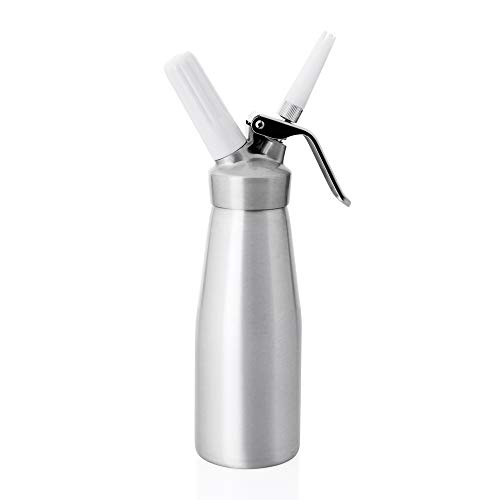 WAS 3240 100 Aluminium Siphon mit 3 Spritztüllen und Reinigungsbürste, 1.0 L von WAS Germany