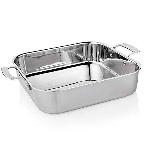 WAS 5543 320 Serie 5200 Chromnickelstahl/Aluminium/Chromstahl Bräter mit 2 Griffen, 32cm x 32cm x 9cm WAS 5543 320 Serie 5200 Chromnickelstahl/Aluminium/Chromstahl Bräter mit 2 Griffen, 32cm x 32cm x 9cm von WAS Germany